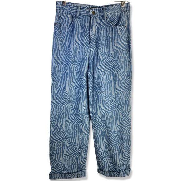 FASHION NOVA Laser Cut Zebra Print Wide Leg Jeans - Picture 2 of 6